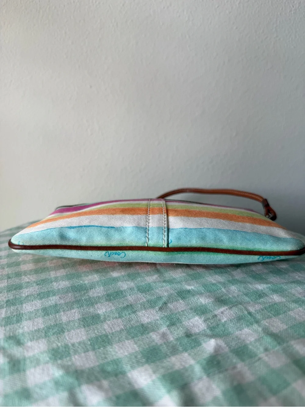 Vintage Coach Hampton Multicolor Watercolor Stripe Wristlet